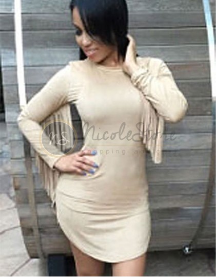 Rochie Bej cu Franjuri LC22488B1